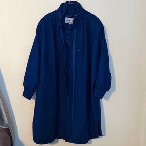 Vintage Herman Kay Royal Blue Wool Blend MIDI length coat late 80s/early 90s